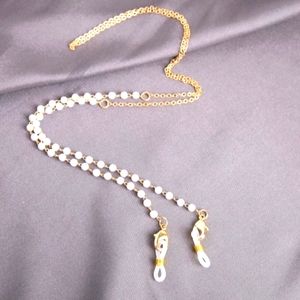 2 ways Eyeglasses/Mask Goldtone Pearl Chain